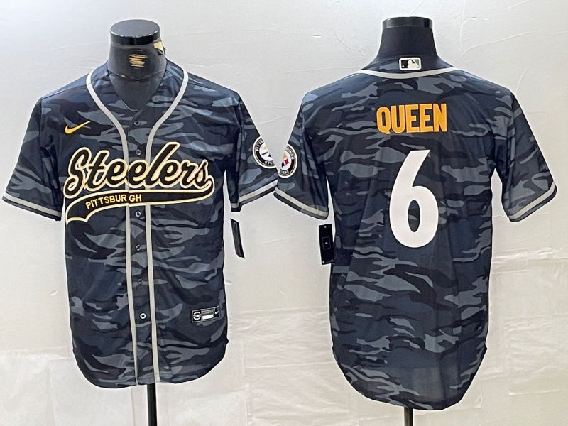 Men Pittsburgh Steelers 6 Queen Camo Joint Name 2024 Nike Limited NFL Jersey style 1